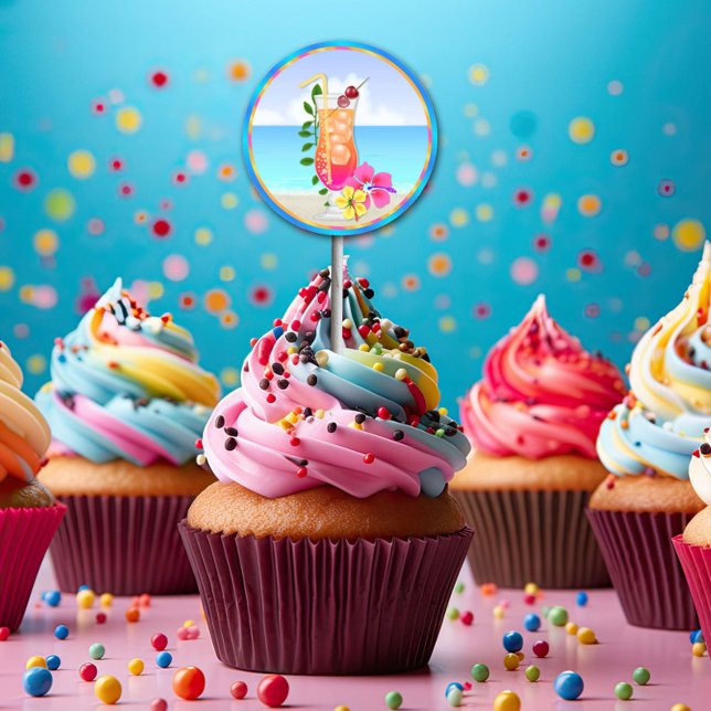 Stickers de toppers hélizienne hélienne Luau Cupca (Créateur téléchargé)