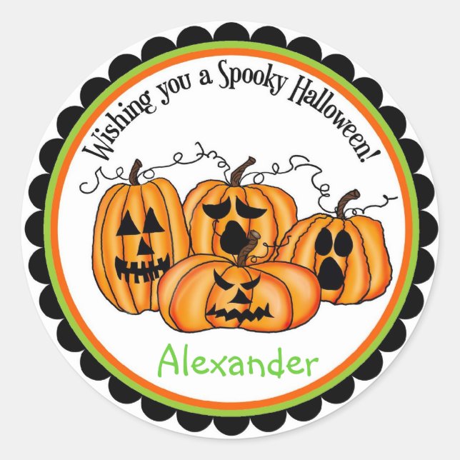 Stickers de traitement citrouille Halloween (Devant)