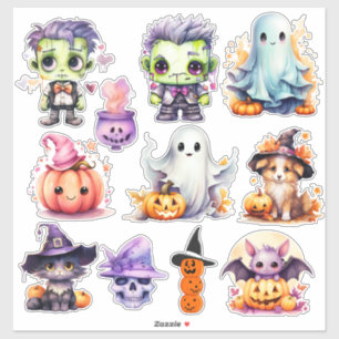 Stickers de traitement d'Halloween, Stickers de vi