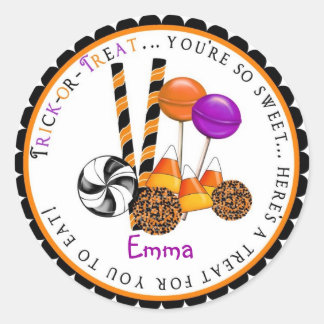 Stickers de traitement Halloween Candy Corn Lollip