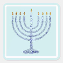 Stickers de typographie Hanoukka Menorah