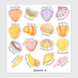 Stickers de vinyle des coquillages d'aquarelle