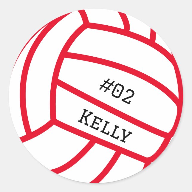 Stickers de volley-ball rouge personnalisés (Devant)