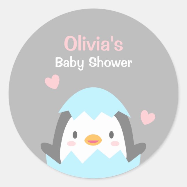 Stickers Décor Baby shower en pingouin mignon (Devant)