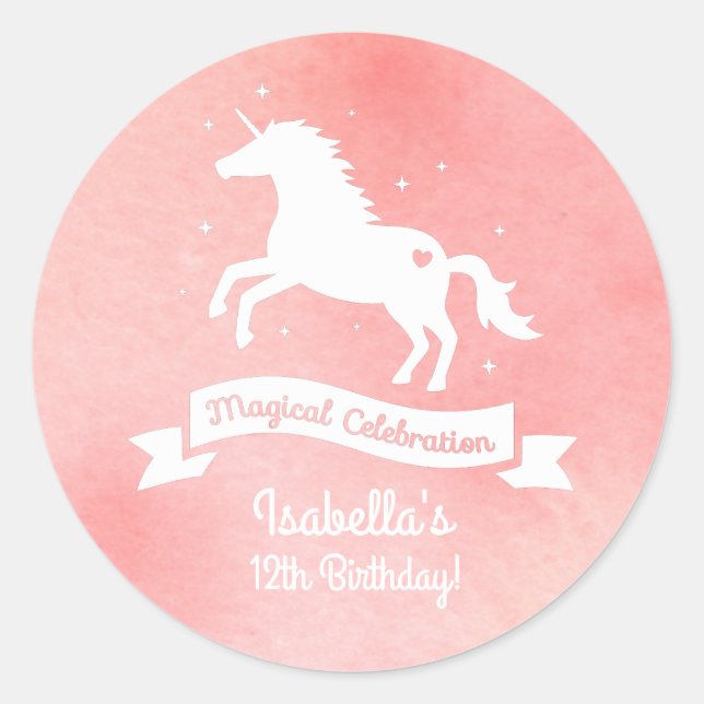 Stickers Décor White Unicorn Girls Birthday Party (Devant)