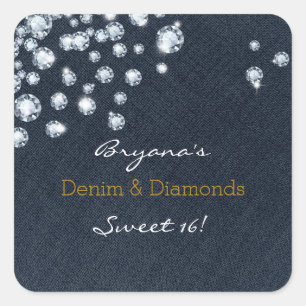 Stickers Denim & Diamonds Sweet 16 Anniversaire
