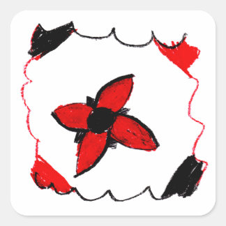 Stickers design Fleur Rouge et Noir - Art by Kids