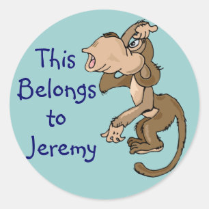 Stickers d'étiquette de nom de singe amusant