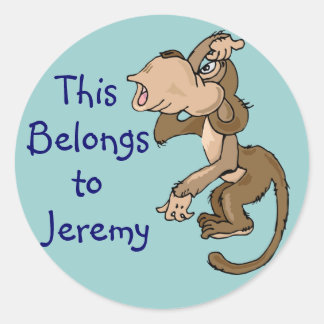 Stickers d'étiquette de nom de singe amusant