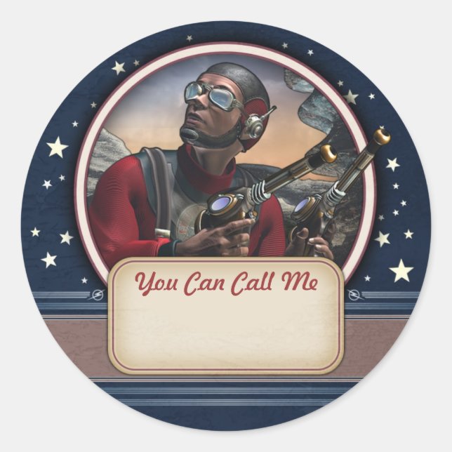 Stickers d'étiquettes de nom Raygun à deux branche (Devant)
