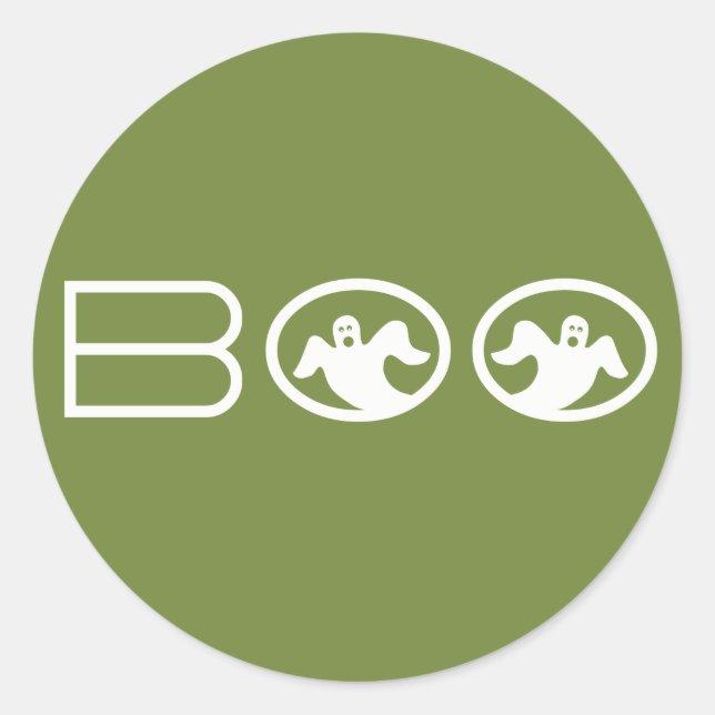 Stickers d'Halloween Boo, vert et blanc (Devant)