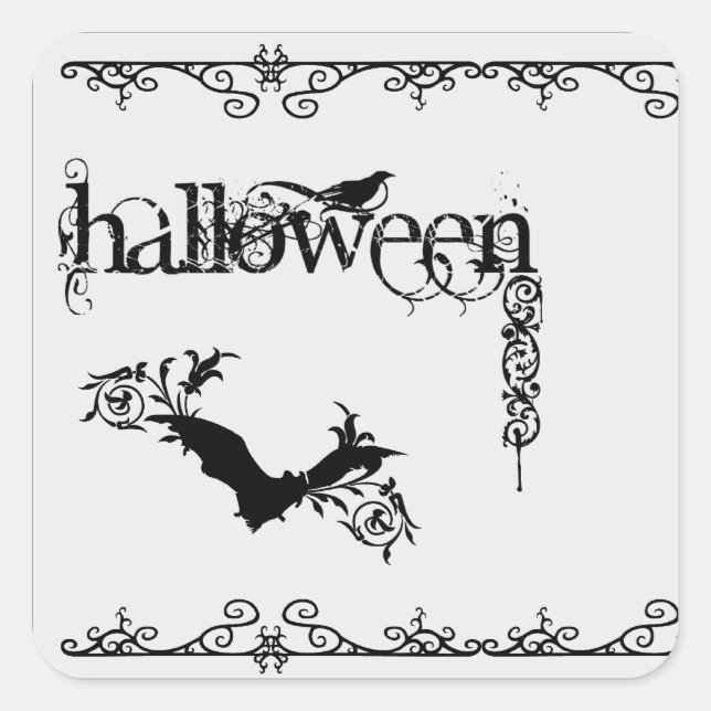 Stickers d'Halloween noir et blanc élégant (Devant)
