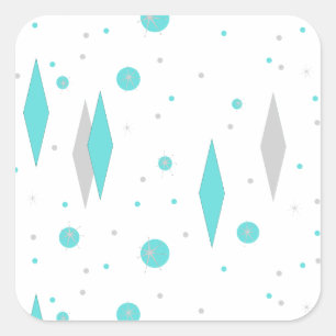 Stickers Diamant Turquoise Retro & Starburst