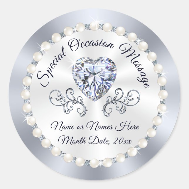 Stickers Diamond Personnalisé pour Faveurs Mariage (Devant)