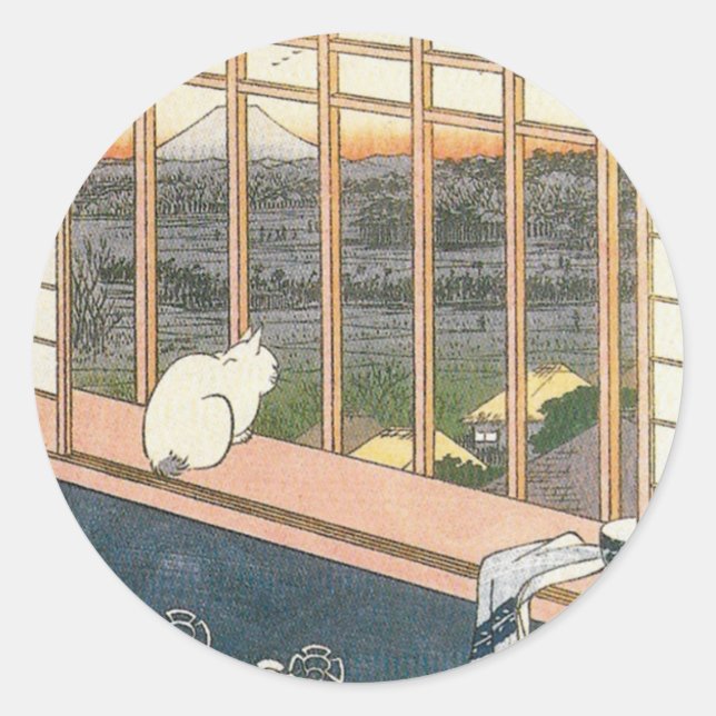 Stickers d'impression de chats en aquarelle japona (Devant)