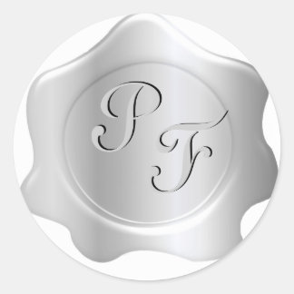 Stickers d'impression monogramme en cire d'argent