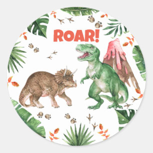 Stickers Dinosaur Dino Thème Classic Round Sticker