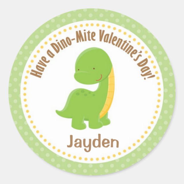 Stickers Dinosaur Valentine - Garçons Green Dino-m (Devant)