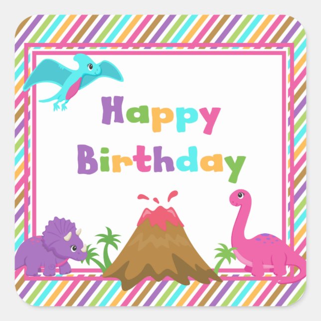 Stickers Dinosaure fille (Devant)