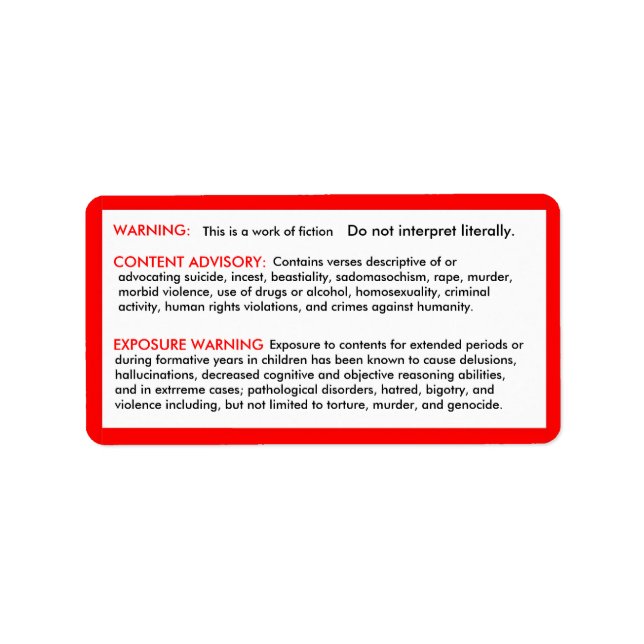 Stickers Disclaimer Bible (Devant)