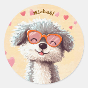 Stickers Dog Happy Valentine's Day Kids School