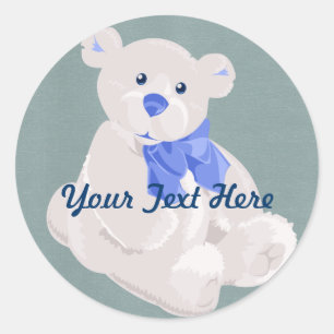 Stickers d'ours en peluche blanc et bleu