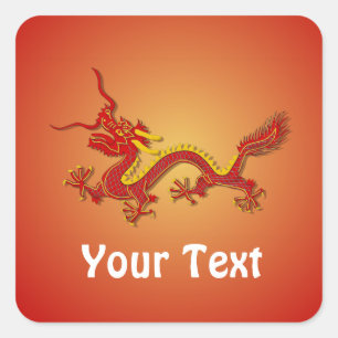 Stickers Dragon Rouge Et Or Chinois