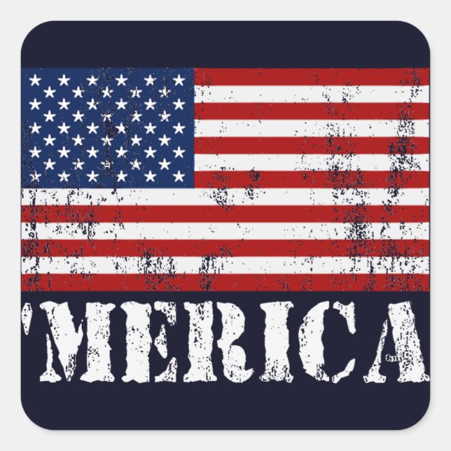 Stickers Drapeau 'MERICA U.S vintage (Devant)