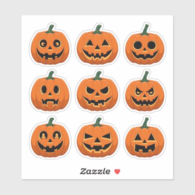Stickers éffrayant Jack-o’Lantern Visages Scrapboo (Feuille)