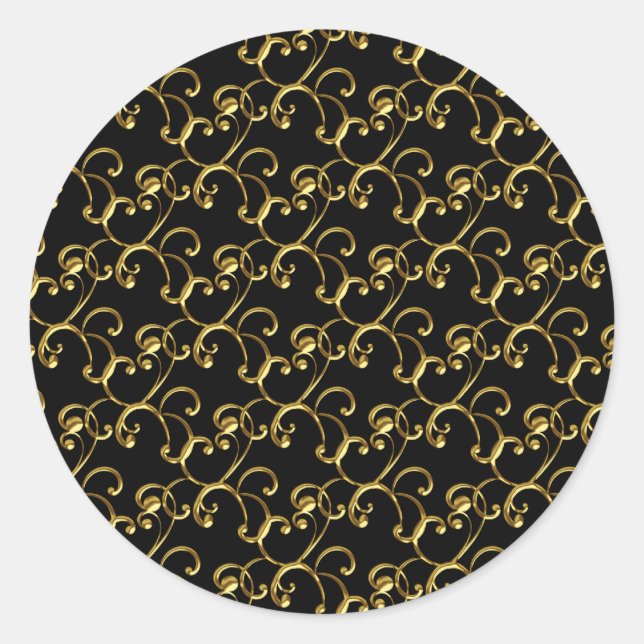 Stickers Elegant Black and Gold Swirl (Devant)
