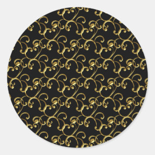 Stickers Elegant Black and Gold Swirl