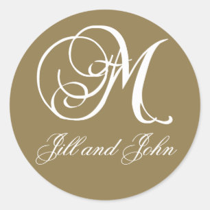 Stickers Elegant or et blanc Monogramme M Noms