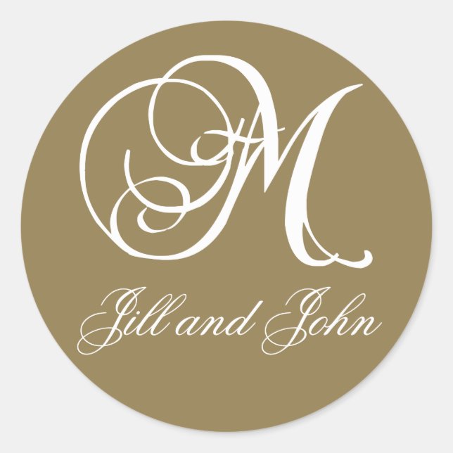 Stickers Elegant or et blanc Monogramme M Noms (Devant)