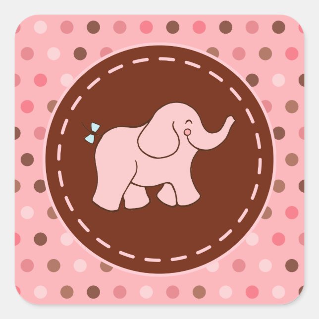Stickers Eléphant Bébé Rose (Devant)