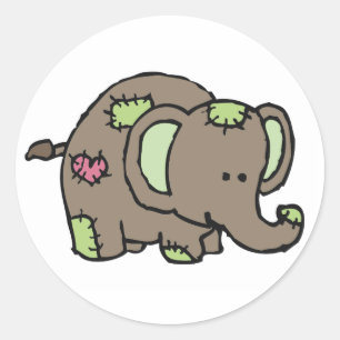 Stickers Eléphant Patchwork - Vert et Brown