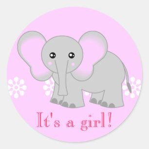 Stickers Eléphant Rose mignon - C'est une fille !