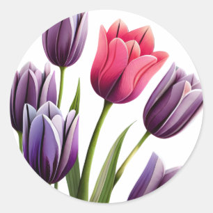 Stickers Embrassage Tulipe Élégant, Arrondi