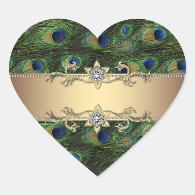 Stickers Emerald Green Gold Elegant Peacock (Devant)