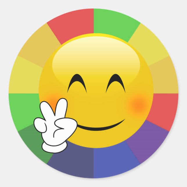 Stickers Emoji Peace Sign Rainbow Burst (Devant)