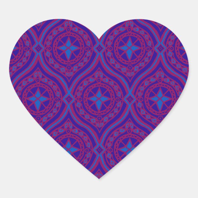Stickers en forme de coeur, Motif violet et bleu (Devant)