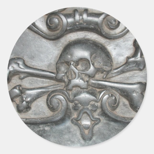 Stickers en pierre de marbre noir crâne et os pira (Devant)
