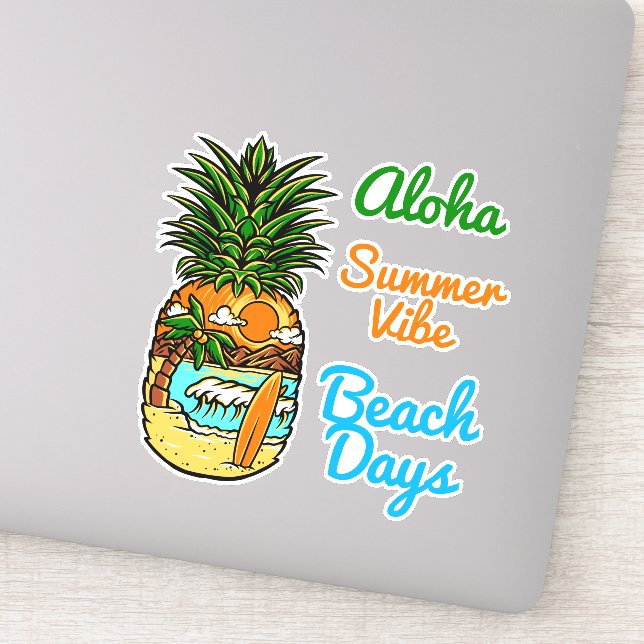 Stickers en vinyle d'ananas de plage tropicale (Détail)