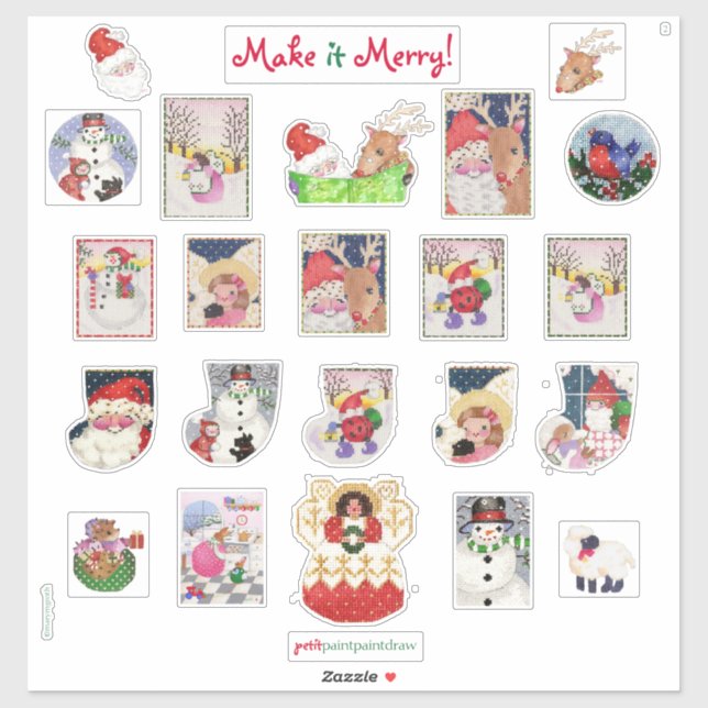 Stickers en vinyle de Joyeux Noël Coupé sur mesure (Feuille)