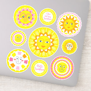 Stickers en vinyle doux et jaune souriant