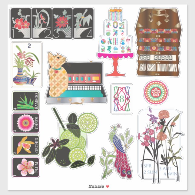 Stickers en vinyle Mah Jongg Mix03 (Feuille)