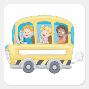 Stickers Enfants Sur Un Bus Scolaire