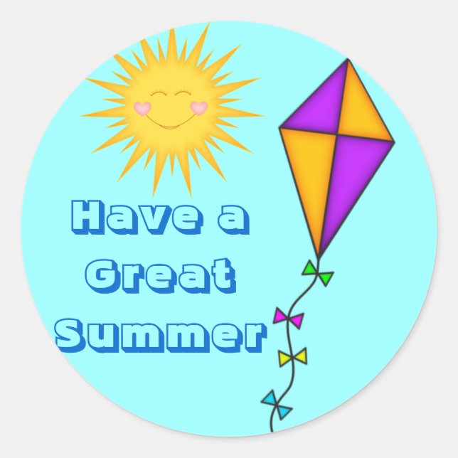 Stickers enseignant/maman Été Soleil et cerf-volan (Devant)