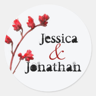 stickers Enveloppe fleur rouge