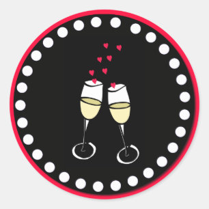 Stickers Enveloppe Mariage Coeurs flottants