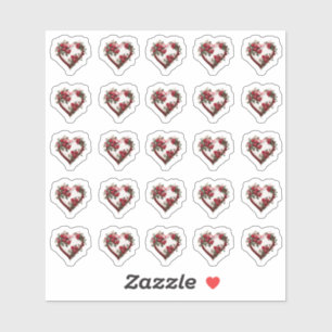 Stickers Enveloppe Mariage Floral Coeurs